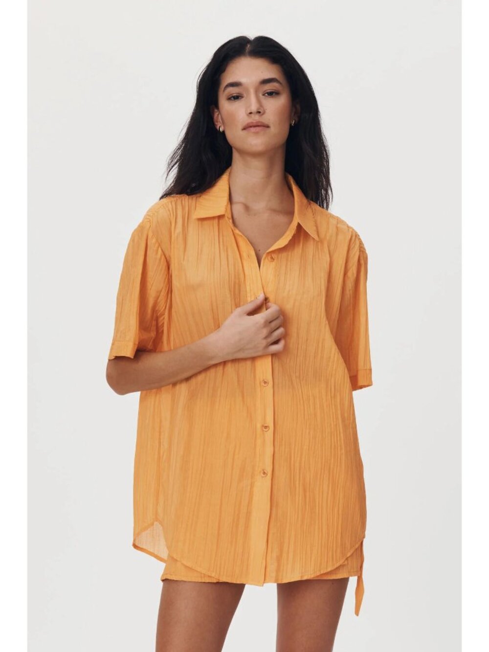 Rowie the Label Mason Silk Shirt in Valencia Orange